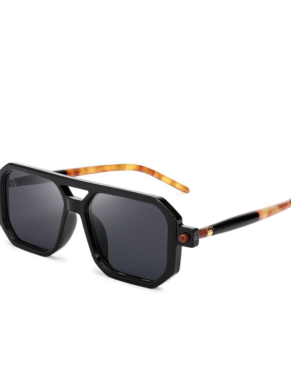 FEISEDY Vintage Square 70s Flat Aviator Sunglasses black | Tortoise